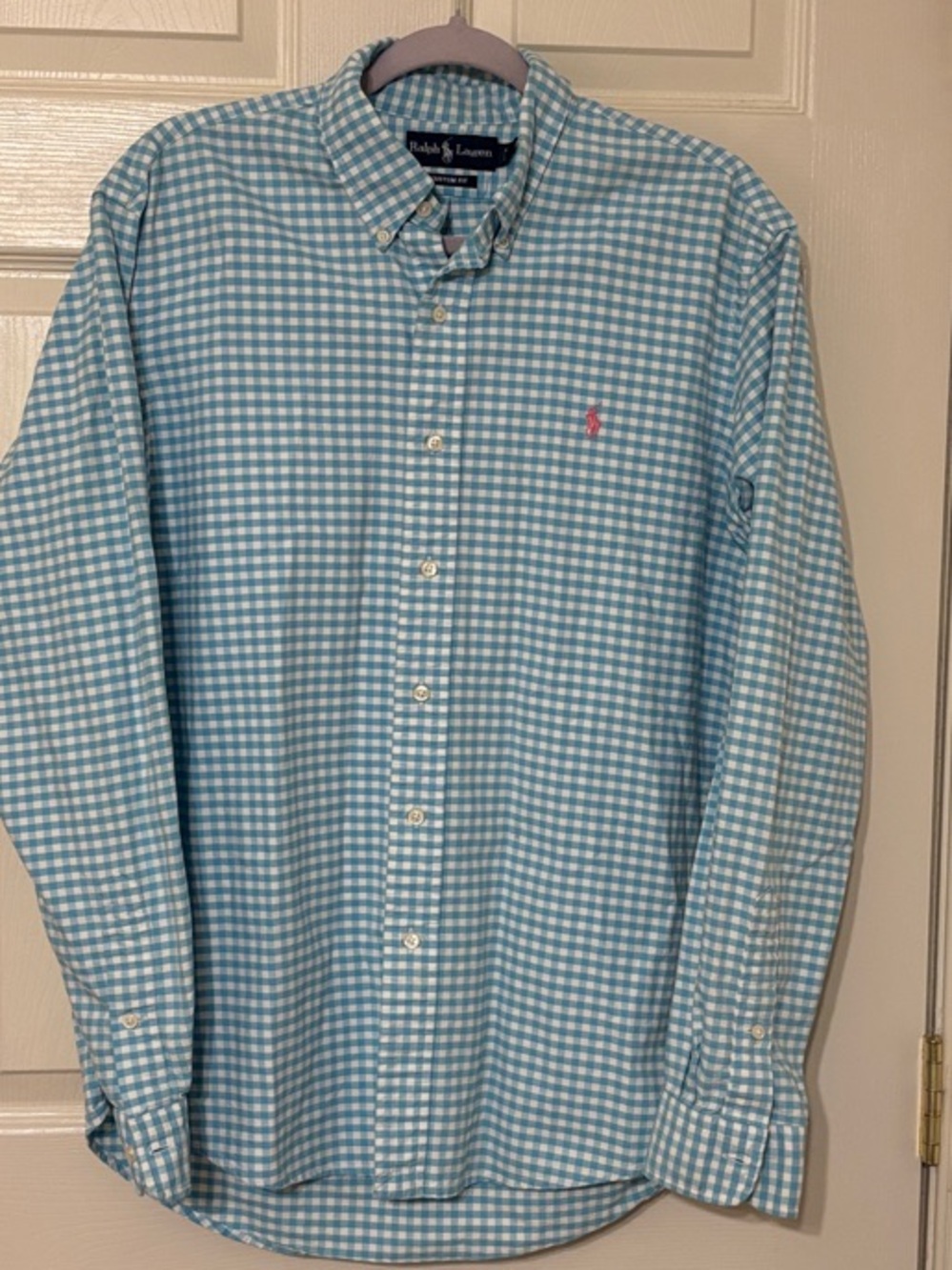 Ralph Lauren Custom Fit Men's Button-Down Gingham Shirt - Light Blue
